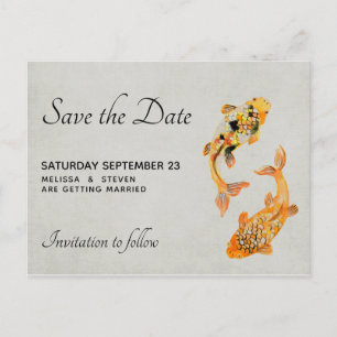Stijlvolle Gold Koi Fish Save the Date Uitnodiging Briefkaart