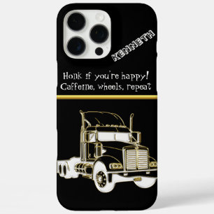 Stijlvolle Gold Semi-Truck Graphic iPhone 16 Pro Max Hoesje