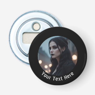 Stijlvolle gotische zwarte emo gepersonaliseerde f button flesopener