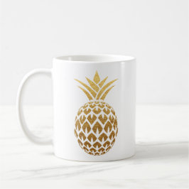 Stijlvolle gouden ananas op wit koffiemok