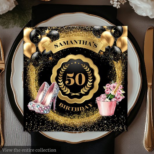 Stijlvolle gouden ballonnen servetten met Rozen go