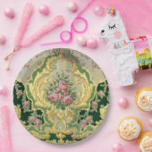 Stijlvolle Gouden Barok Rococo Roze Rozen Bruiloft Papieren Bordje (Feest)