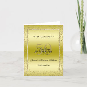 Stijlvolle gouden Confetti 50ste bruiloft Bedankkaart