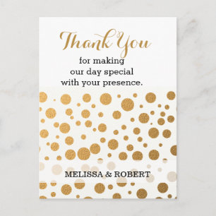 Stijlvolle gouden Confetti bruiloft Dank u Briefkaart