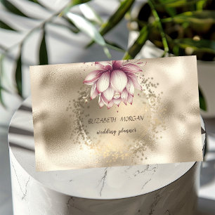 Stijlvolle Gouden Confetti Glitter Lotus Metaalgla Visitekaartje