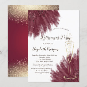 Stijlvolle gouden confetti-wineglas bordeauxrood kaart