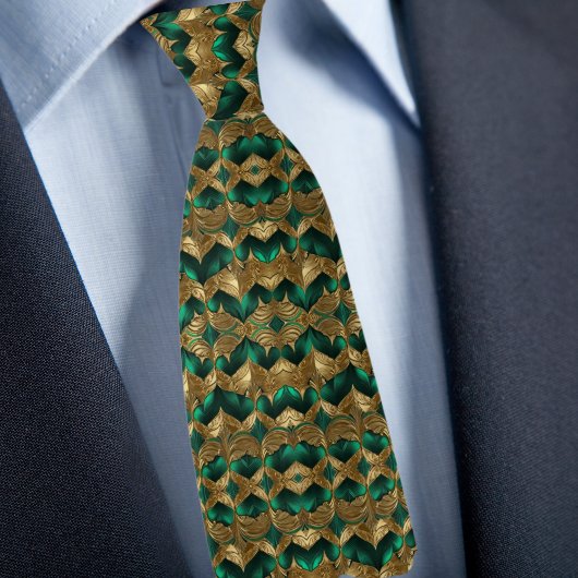 Stijlvolle gouden en smaragdgroene das