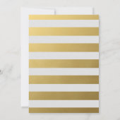 Stijlvolle gouden en witte strepen bruiloft kaart (Achterkant)