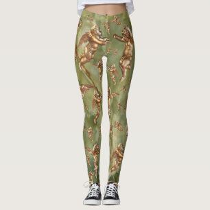 Stijlvolle gouden engelen marmeren groen leggings