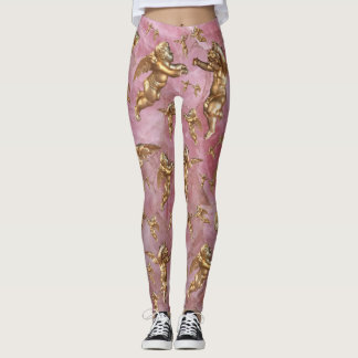 Stijlvolle gouden engelen roze leggings