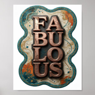 Stijlvolle Gouden FABULOUS Tekst Ontwerp Poster