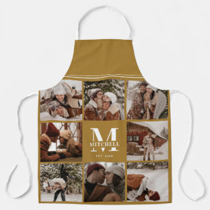 Stijlvolle gouden fotocollage Monogram cadeau Schort