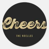 Stijlvolle Gouden Glitter Bruisend Nieuwjaar Vakan Ronde Sticker (Voorkant)