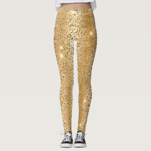 Stijlvolle gouden glitter wilde luipaard vlekken p leggings