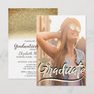 Stijlvolle gouden glittershoofddeksel, foto afstud kaart