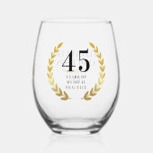 Stijlvolle Gouden Krans Jubileum Datum Naam Wijnglas Zonder Voet (Voorkant)