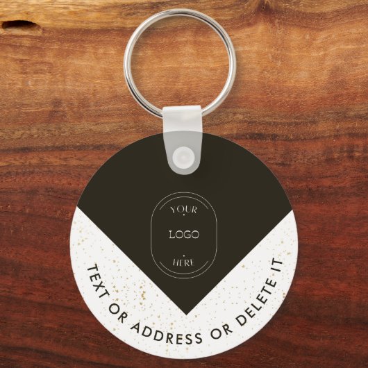 Stijlvolle Gouden Logo & QR Code Company Sleutelha Sleutelhanger (Voorkant)