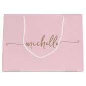 Stijlvolle gouden monogram naam script roze rood groot cadeauzakje (Voorkant)