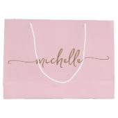 Stijlvolle gouden monogram naam script roze rood groot cadeauzakje (Achterkant)