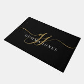Stijlvolle Gouden Monogram Script Naam Door Mat (Schuin)