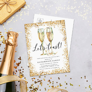 Stijlvolle gouden nieuwjaar feest uitnodiging briefkaart