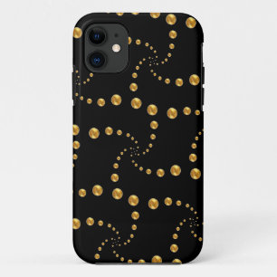 Stijlvolle gouden polka-stippen op zwart iPhone 11 hoesje