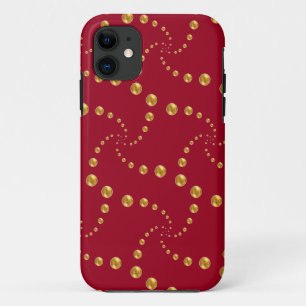 Stijlvolle gouden stippen op bordeauxrood iPhone 11 hoesje