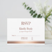 Stijlvolle gouden tekst bruiloft RSVP kaartje (Staand voorkant)