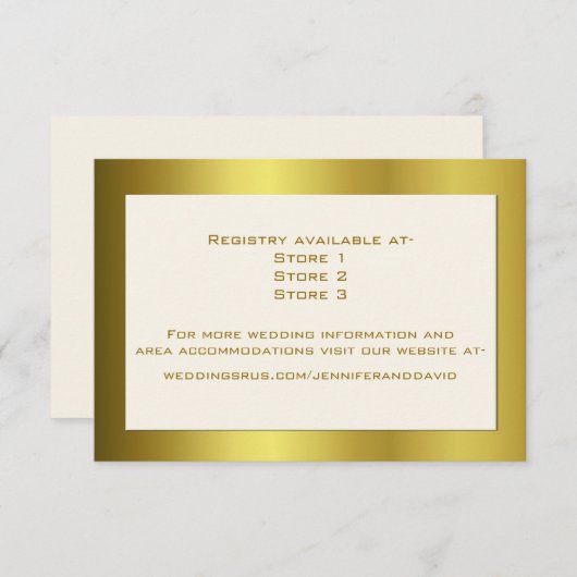 Stijlvolle gouden toon bruiloft informatie Kaart (Voorkant / Achterkant)