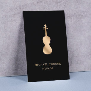 Stijlvolle Gouden Viool Muzikant Minimaal Visitekaartje