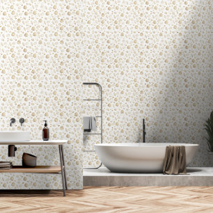 Stijlvolle gouden witte schelpen behang