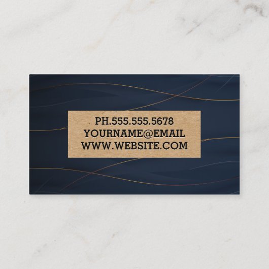 Stijlvolle goudlijnen | Deep Blue Background Visitekaartje (Achterkant)
