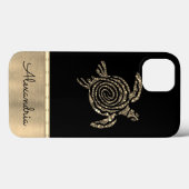 Stijlvolle goudmozaïekschildpad  Case-Mate iPhone case (Achterkant (horizontaal))