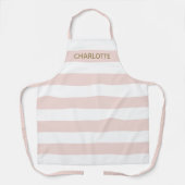 Stijlvolle goudroze witte strepen, aangepaste naam schort (Voorkant)