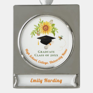 Stijlvolle gradatie en bloem verzilverd banner ornament