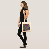 Stijlvolle Granny Square Pattern Cotton Canvas tas (Voorkant (model))
