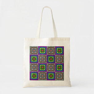 Stijlvolle Granny Square Pattern Cotton Canvas tas