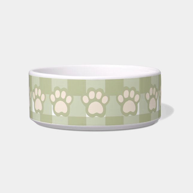 Stijlvolle Green Gingham pet bowl Voerbakje (Voorkant)