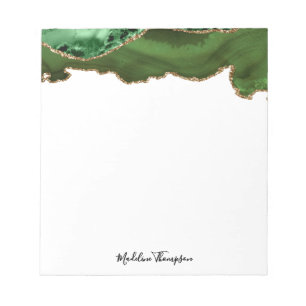 Stijlvolle Green Velvet Agate Geode Script Typogra Notitieblok