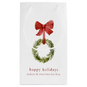 Stijlvolle Greenery Christmas Wreath Red Bow Klein Cadeauzakje (Achterkant)