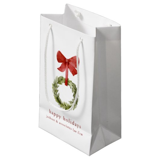 Stijlvolle Greenery Christmas Wreath Red Bow Klein Cadeauzakje (Voorkant Gekanteld)