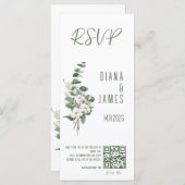 Stijlvolle Greenery Leaves Wedding RSVP QR code (Voorkant / Achterkant)
