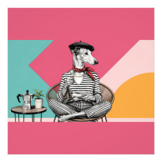 Stijlvolle Greyhound Coffee Pop Art Portret Foto Afdruk
