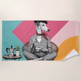 Stijlvolle Greyhound Coffee Pop Art Portret Strandlaken