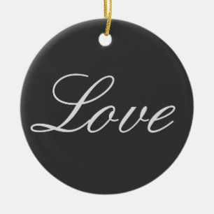 Stijlvolle grijze achtergrond liefde bruiloft keramisch ornament