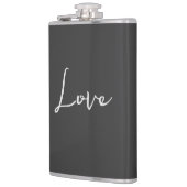 Stijlvolle grijze achtergrond Liefde Huwelijk Heupfles (Links)