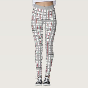Stijlvolle Grijze Bourgondische Schotse Tartan Pla Leggings