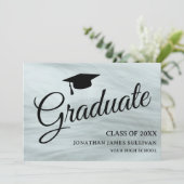 Stijlvolle Grijze Foto Afstuderen Aankondiging (Staand voorkant)