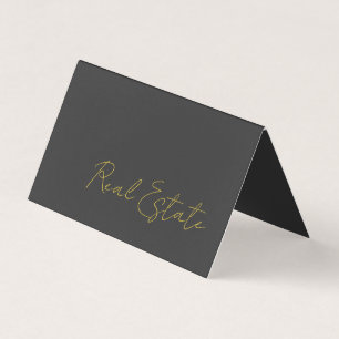 Stijlvolle grijze gouden kleur script agent visite visitekaartjes