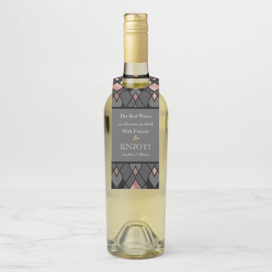 Stijlvolle grijze hostess Gift Wine Bottle Hanger (Op fles)